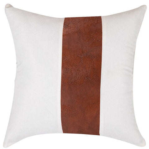 Japanese-style Faux Leather And Cotton Throw Pillow Covers