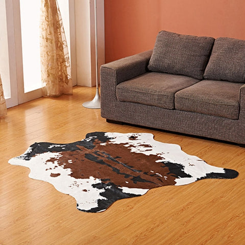 Faux Animal Skin Area Rug -  Brown, Black and White 