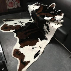 Faux Brown and White Cow Skin Area Rug