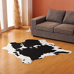 Faux Black and White Cow Skin Area Rug