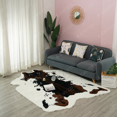 Faux Cow Skin Area Rug - Brown, Black and White