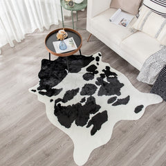 Faux Black & White Cow Skin Area Rug