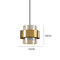 Nordic Gold Cylindrical LED Pendant Lights