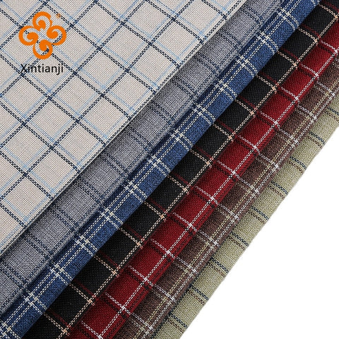 Japan Style Bonded Faux Linen Plaid Coating Upholstery Sofa Fabric By The Yards Storage  Cushion Home Cloth 45cm*145cm TJ1645