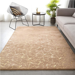 Soft Faux Rabbit Fur Area Rug with Gold Foil in 10 Colors