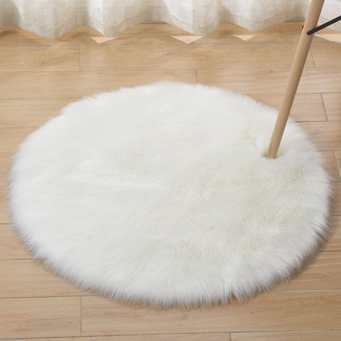 Faux Sheepskin Round Area Rug in 17 Colors