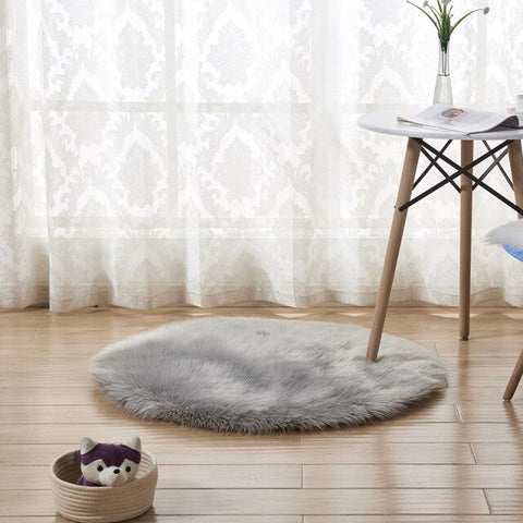 Faux Sheepskin Round Area Rug in 17 Colors