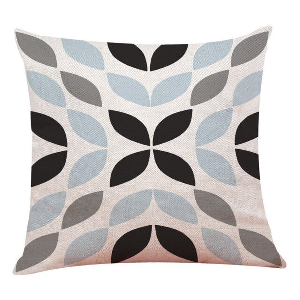 Calming Geometric Print Linen Throw Pillow Cover
