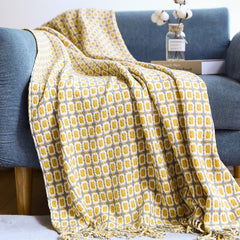 Gingham style Knitted Throw Blanket in 3 colors